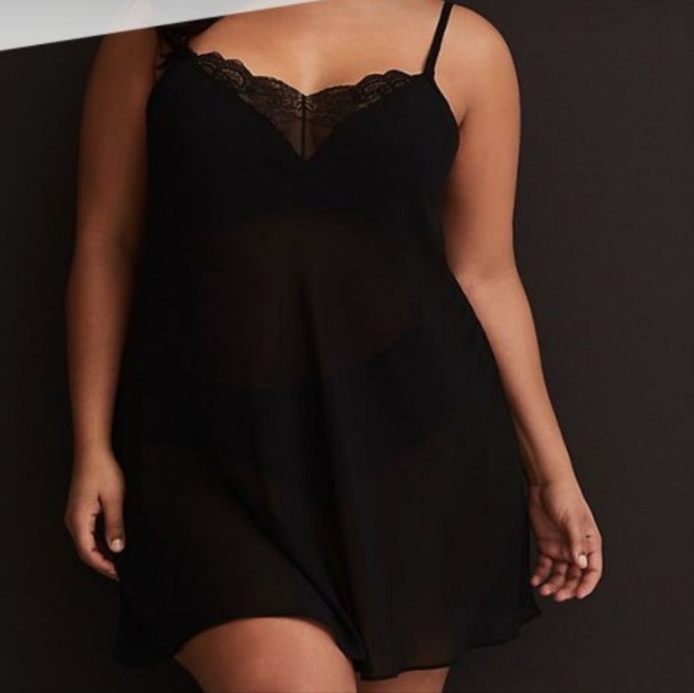 Torrid black chiffon lace Slip 1X